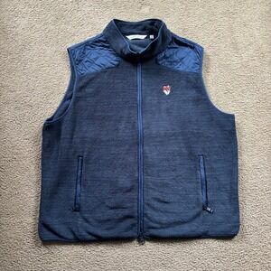 Peter Millar Micro Shearling Fleece Vest Mens Extra Large Navy Fox Logo Golf